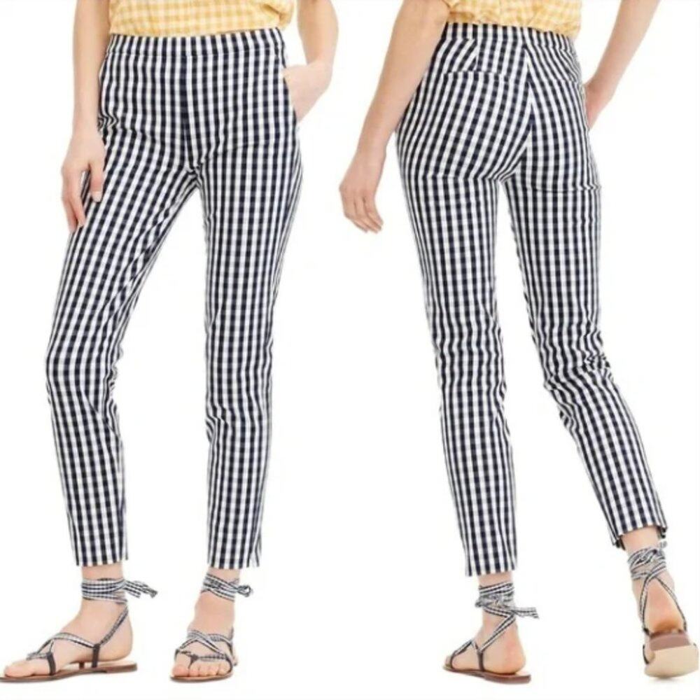J. Crew Black and White Gingham Ankle Pants